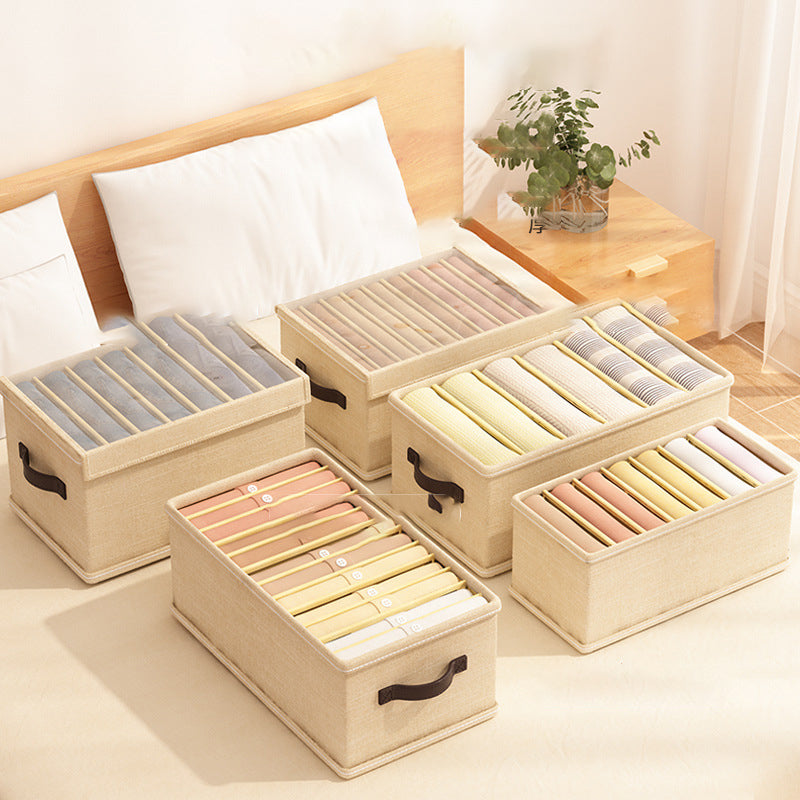 6 Grids Foldable Closet Clothes Organizer Storage Box with Clear Lid 6 Grids Foldable Closet Clothes Organizer Storage Box with Clear Lid